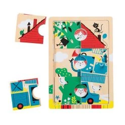 Moulin Roty 1 2 3 Here We Are 3 Level Wooden Puzzle
