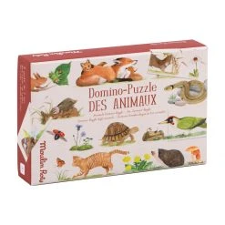 Moulin Roty Domino Puzzle de Los Animales el Jardin