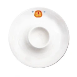 Moulin Roty 12.5 x 2.5cm White Orange Ceramic Popipop Lion Egg Cup