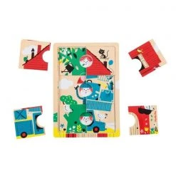 Moulin Roty 1 2 3 Here We Are 3 Level Wooden Puzzle