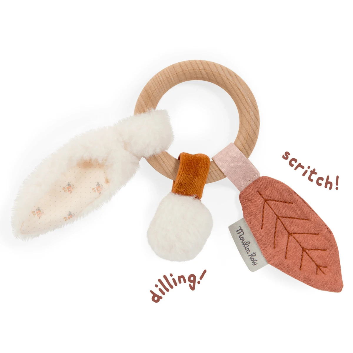 Moulin Roty After the Rain Rabbit Wooden Ring Rattle 5 Moulin Roty After the Rain Rabbit Wooden Ring Rattle