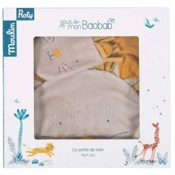 Moulin Roty Mustard Yellow Baobab Mitten Lion Bath Cape