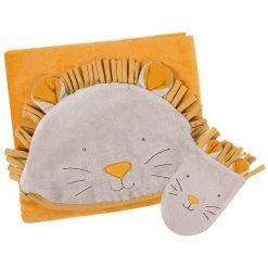 Moulin Roty Mustard Yellow Baobab Mitten Lion Bath Cape