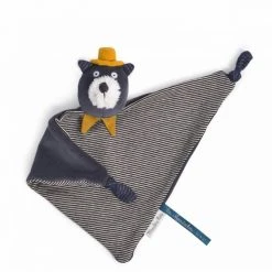 Moulin Roty Gray Mustache Cat Doudou Soft Toy