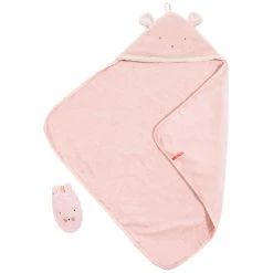Moulin Roty Pink Hooded Bath Towel 7 Moulin Roty Pink Hooded Bath Towel