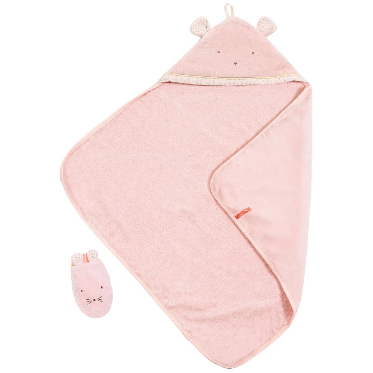 Moulin Roty Pink Hooded Bath Towel 5 Moulin Roty Pink Hooded Bath Towel