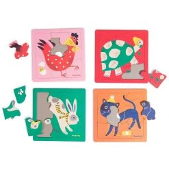 Moulin Roty 4 Animal Les Bambins Puzzle Toy