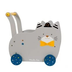 Moulin Roty Wooden Cat Walking Trolley