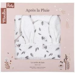 Moulin Roty White After The Rain Rabbit Bath Cape