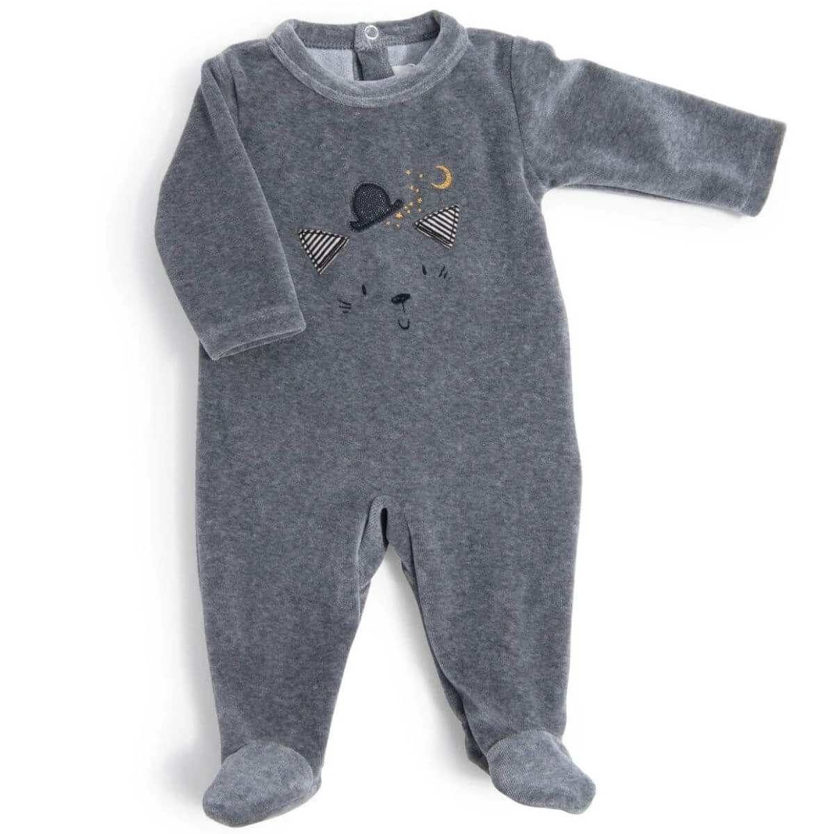 Moulin Roty Pijama de terciopelo gato Moustaches 3 Moulin Roty Pijama de terciopelo gato Moustaches