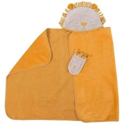 Moulin Roty Mustard Yellow Baobab Mitten Lion Bath Cape